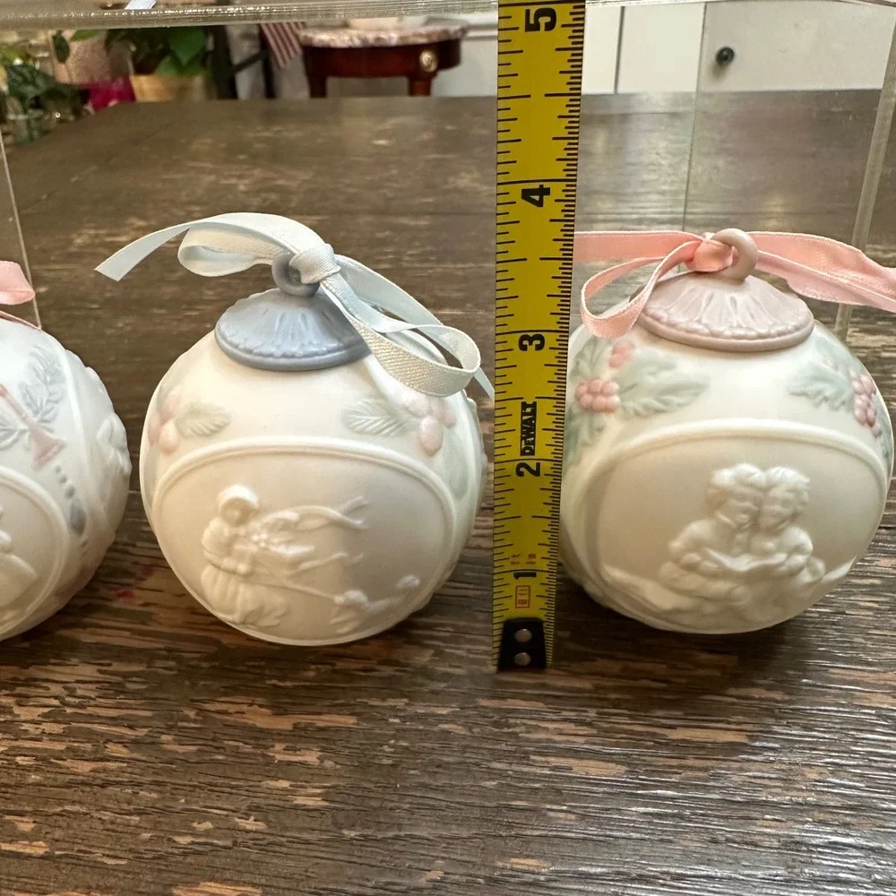 Lladro Porcelain Ball Annual Christmas Ornament 1992 through 1997 Vintage Lot